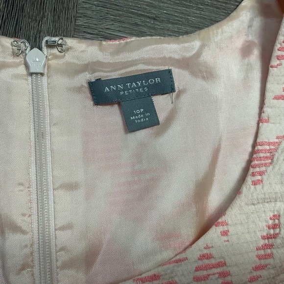 Ann Taylor Petite Dress Womens 10P Pink Cream Brocade Sleeveless Bow Regencycore - Picture 3 of 8